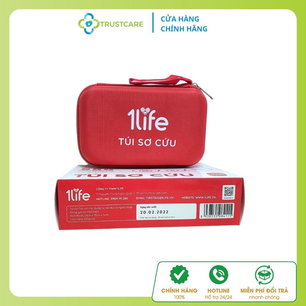 Túi sơ cứu y tế, sơ cứu du lịch nhỏ gọn dễ mang theo 1life 55 món - Trustcare