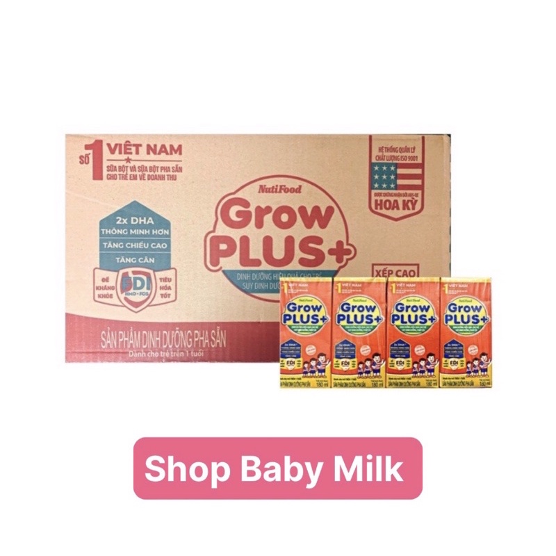 Lốc Sữa Grow Plus Đỏ 180ml