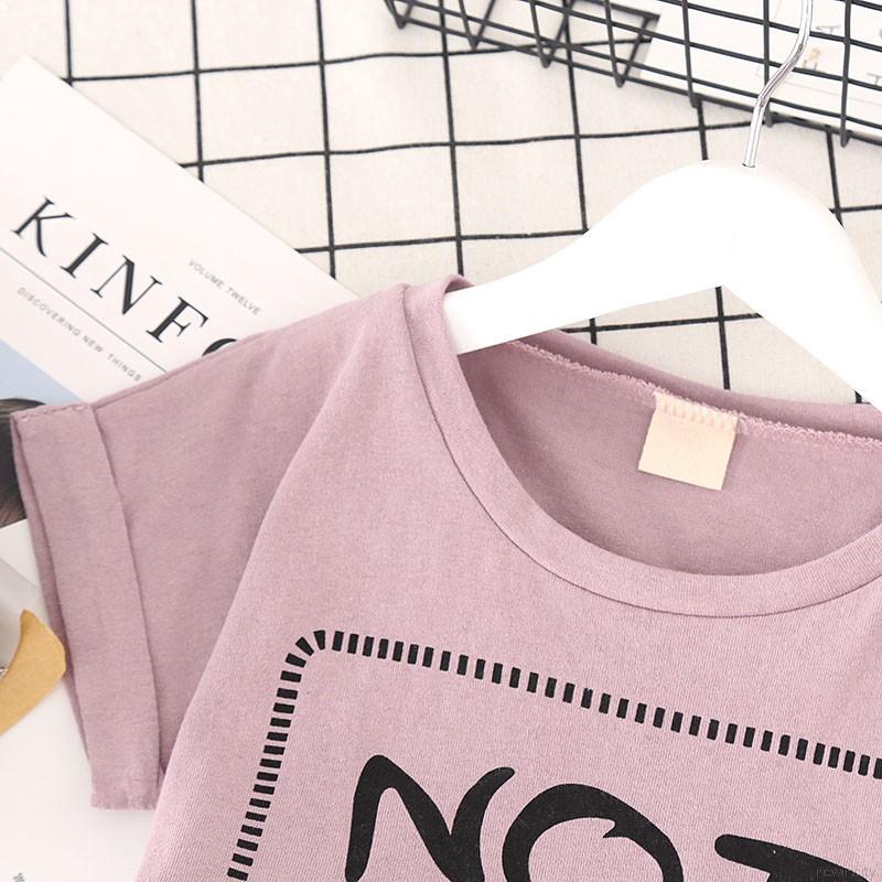 Đầm cotton ngắn tay , in họa tiết chữ cái cho bé gái