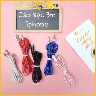 Dây Sạc Iphone 🔥FREESHIP🔥 Khi Nhập [CAP SAC] Sạc Iphone Dây Dù Chống Đứt Dài 3M