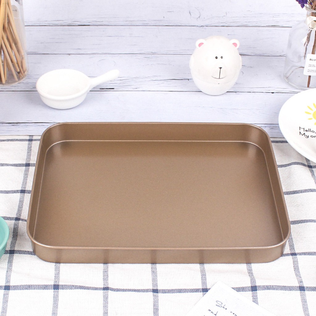 Rectangle Non-stick Baking Tray Carbon Steel Kitchen Cake Bread Biscuit Baking Pan Tool  globalsale
