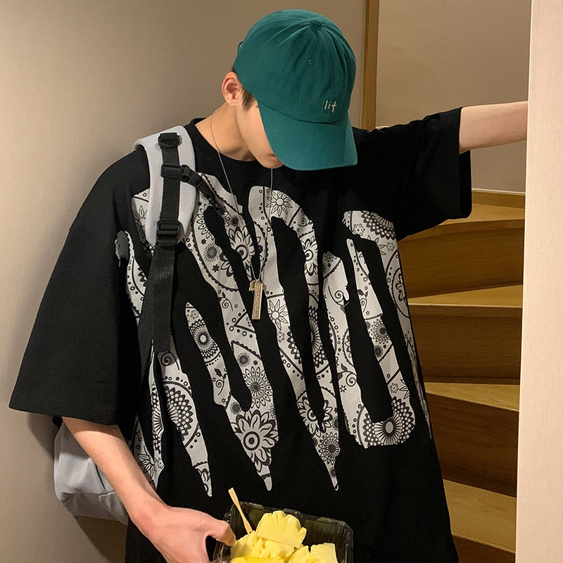 Áo Thun Nam Tay Ngắn In Hình Hoa Trẻ Trung