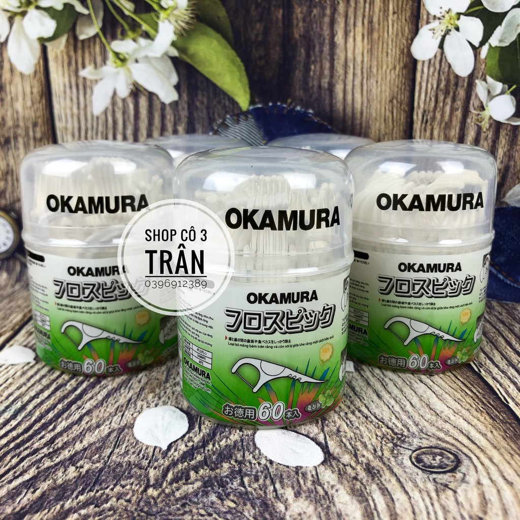 Tăm chỉ nha khoa Okamura - Hộp tăm chỉ kẽ AH-OK ( 60 cây/ hộp ) -  Chất lượng Nhật Bản
