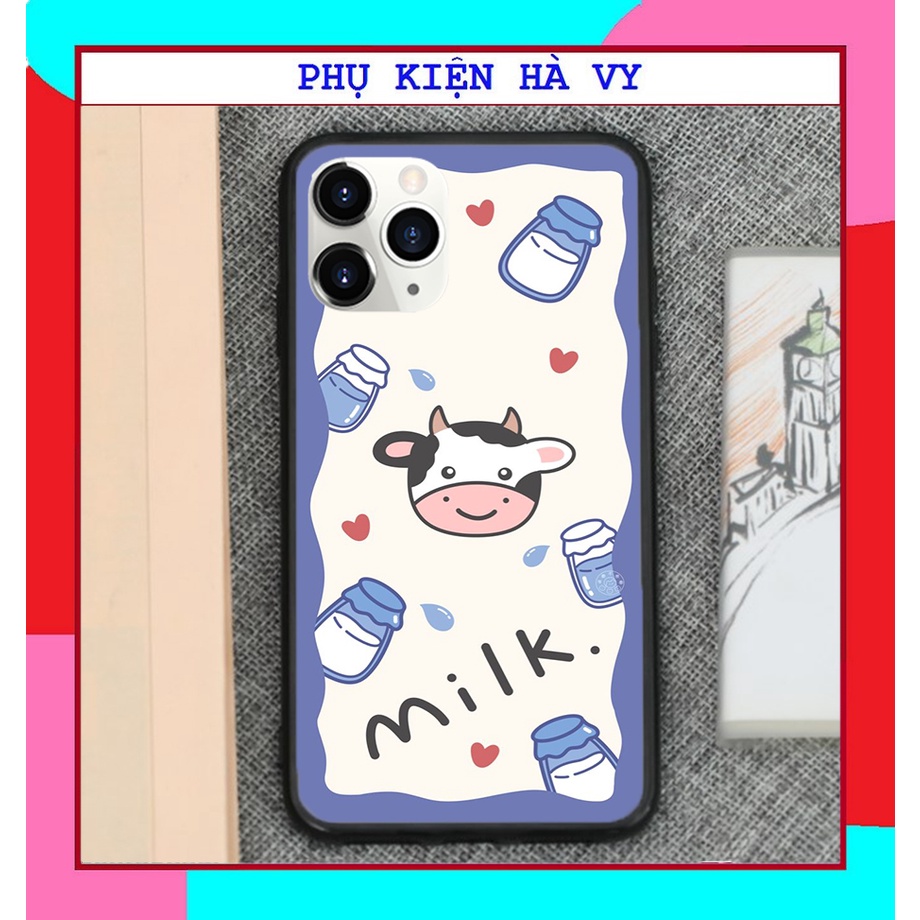 Ốp lưng bò sữa cute lưng nhám viền đen 5/5s/6/6plus/6s/6splus/7/7plus/8/8plus/x/xr/xs/11/12/pro/max/plus/promax