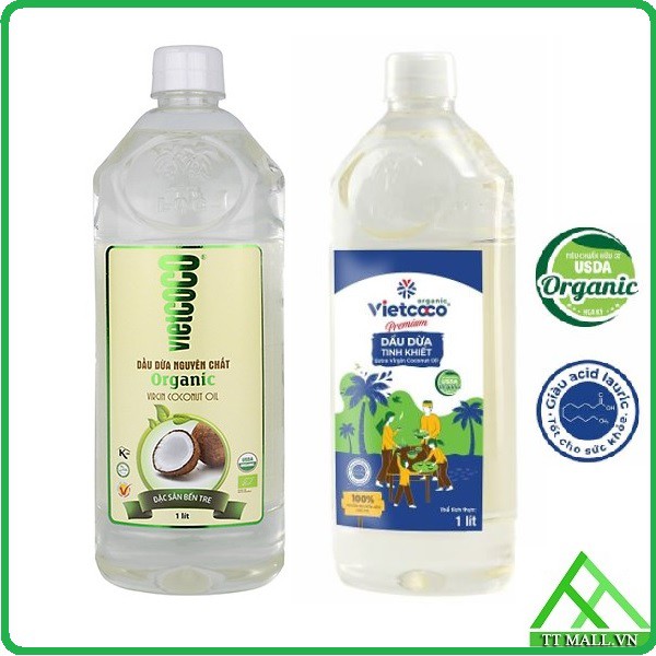 Dầu dừa nguyên chất Organic Vietcoco chai pet 1000ml | BigBuy360 - bigbuy360.vn