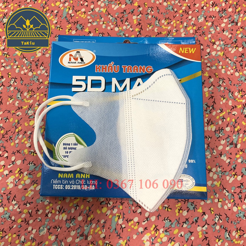 Combo 5 Hộp  Khẩu Trang 5D Mask NAM ANH FAMAPRO Hộp 10 Cái