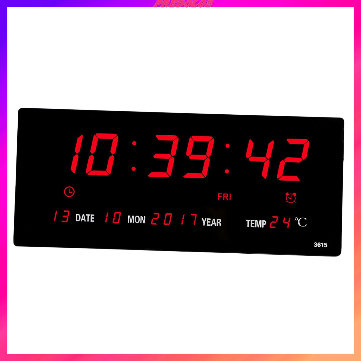 igital LE Wall Alarm Clock isplay Calendar Temperature 12/24H Calendar