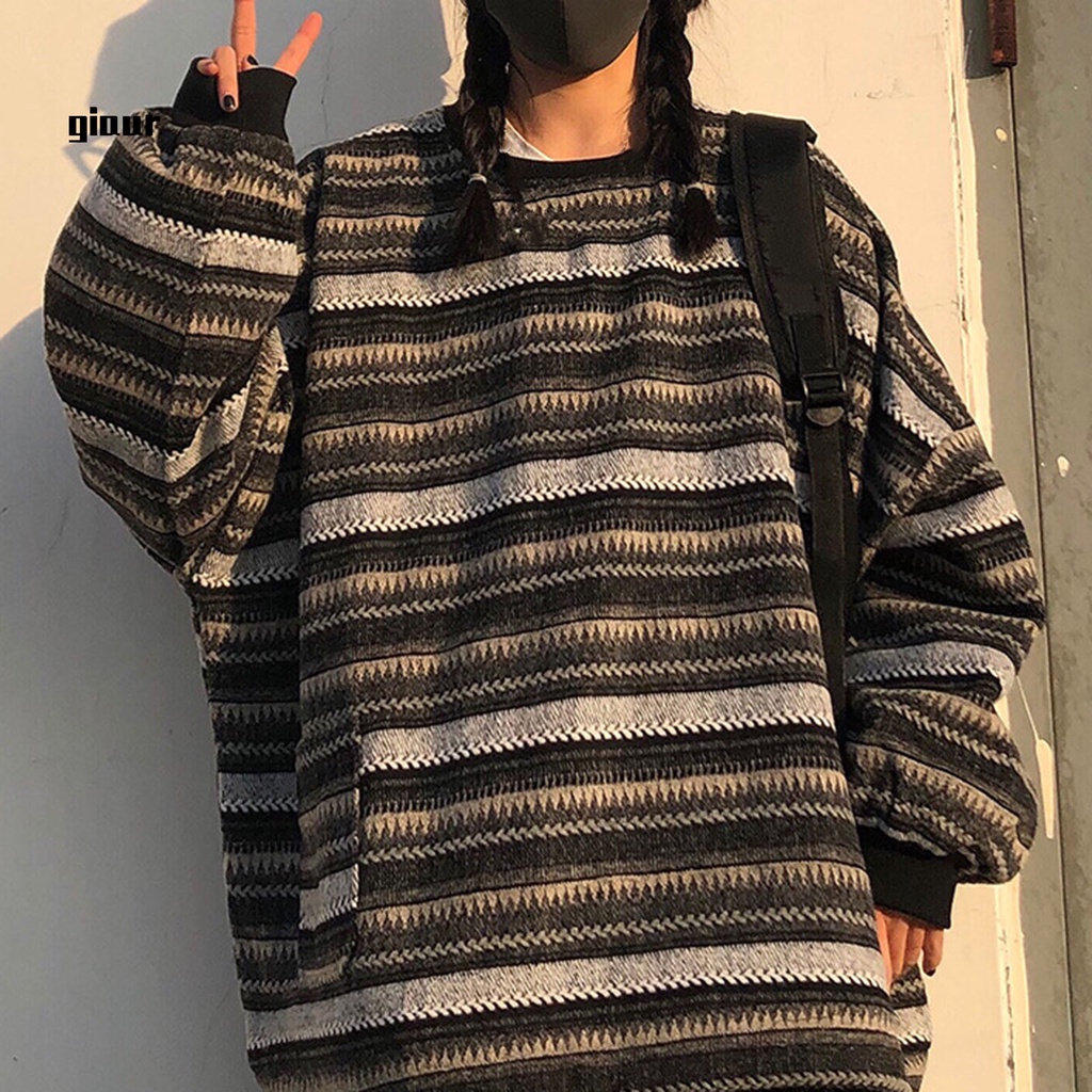 Áo sweater cổ tròn dáng rộng thời trang cho nữ