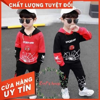 [Hàng Mới Về]Set Bộ Nhện Áo Mũ, Quần Túi Hộp, Đồ Bộ Bé Nam, Áo hoodie Bé Nam Mùa Thu