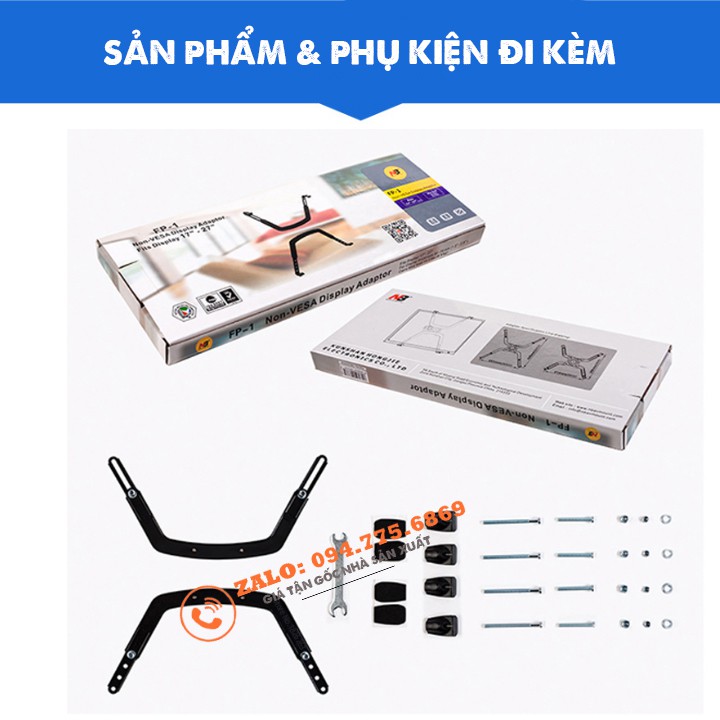 Bộ Kẹp Màn Hình NB FP1 17 - 27 Inch - Sử Dụng Cho Màn Hình Không Thiết Kế Lỗ Ốc VESA Treo Tường