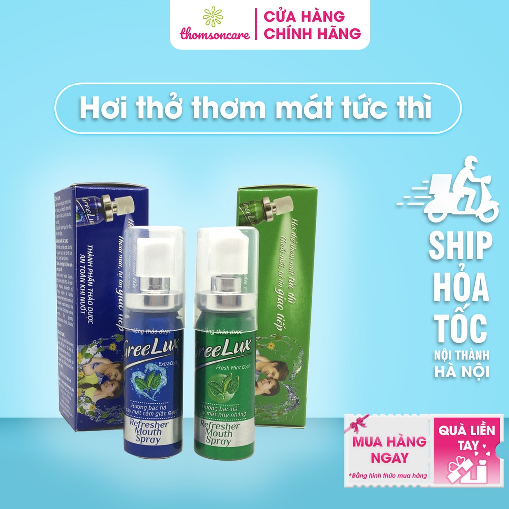 Xịt thơm miệng Greelux Thảo Dược chai 12ml hương bạc hà khử mùi hôi miệng - nước xịt thơm miệng Gree Lux