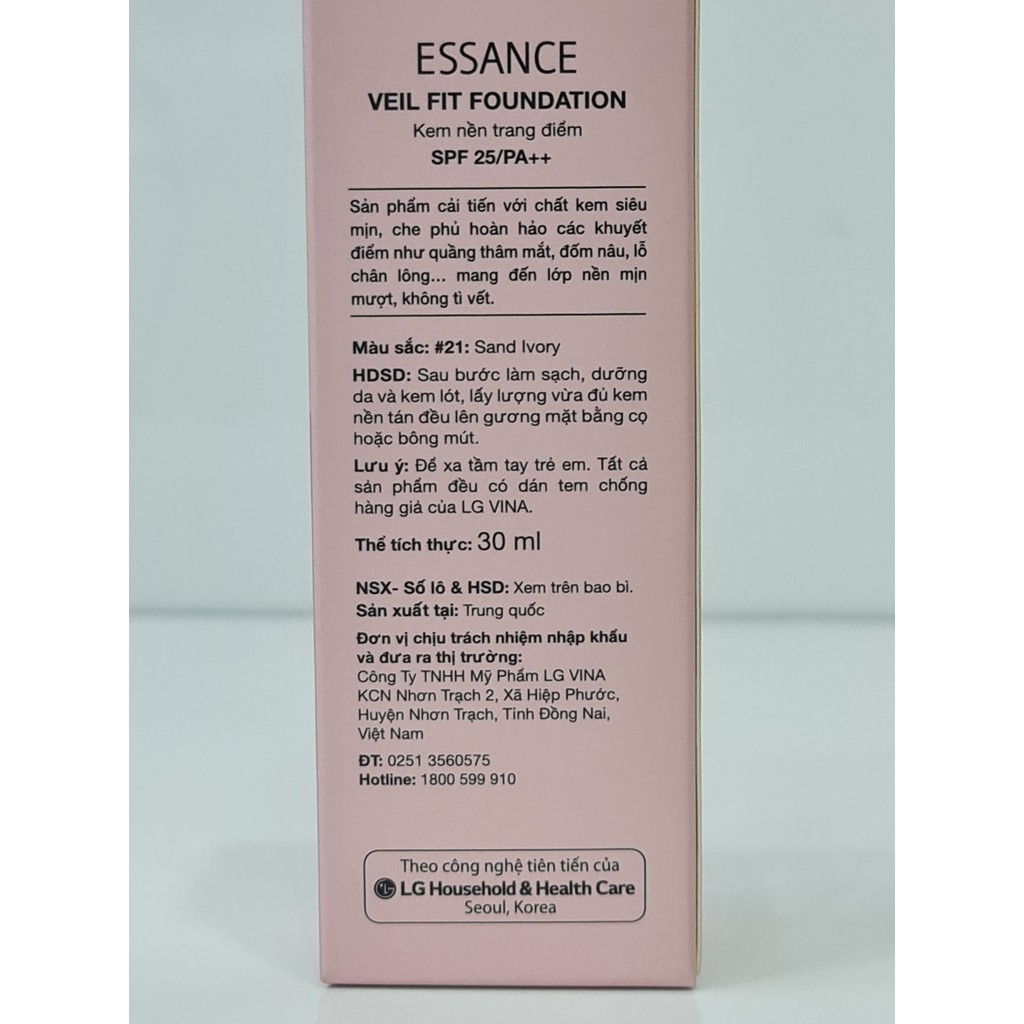 Kem Nền Trang Điểm Essance SPF25 PA++ Vdivov Veil Fit Foundation 30ml