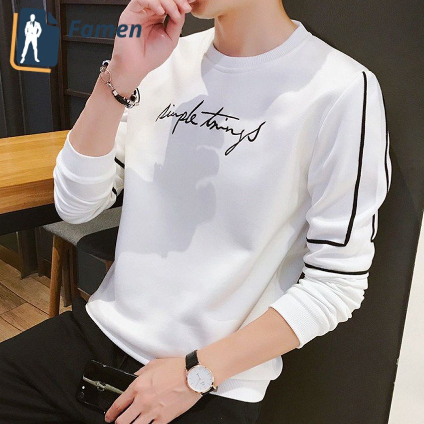 Áo thun tay dài nam, áo thu đông dài tay cotton co giãn thoáng mát có chữ Simple things tại shop Famen | BigBuy360 - bigbuy360.vn