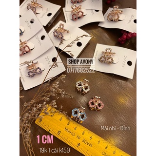 Bấu mái - gắp tóc đỉnh size mini hình nơ đính đá màu hãng zaya