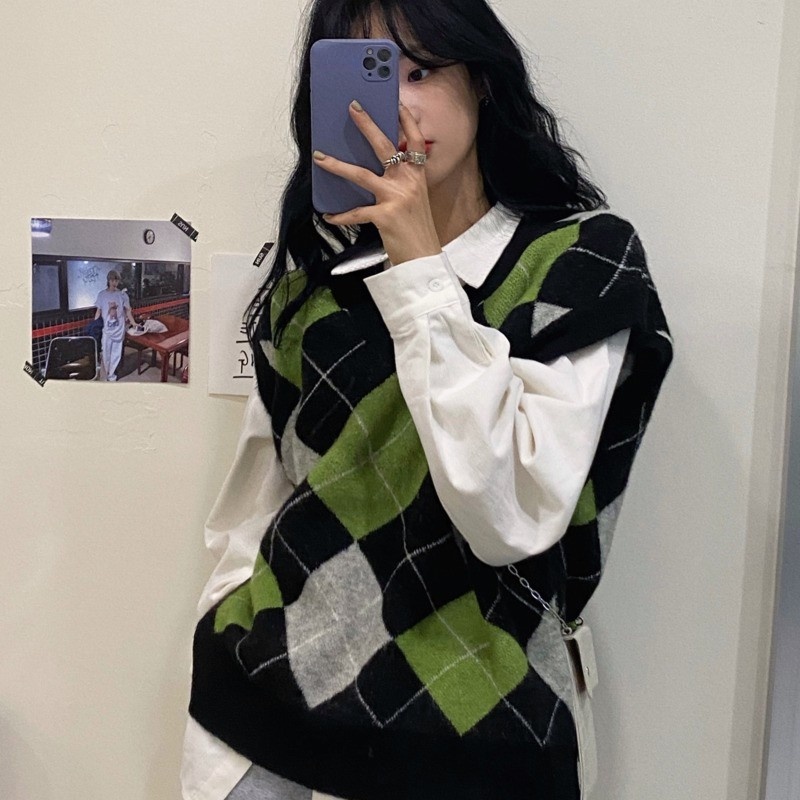 Áo dệt kim không tay phong cách Hàn Quốc thời trang cho nữ