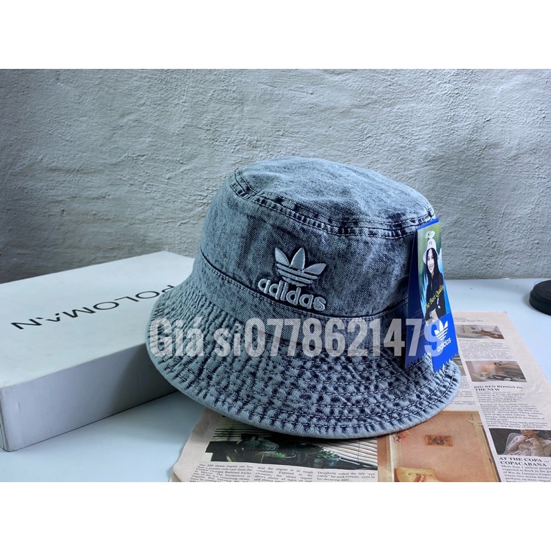 Mũ bo bucket dây 3 sọc vành thêu das thời trang - Nón bo rin bucket 1 mặt cực xịn thoáng mát ( hình thật shop tự chụp )