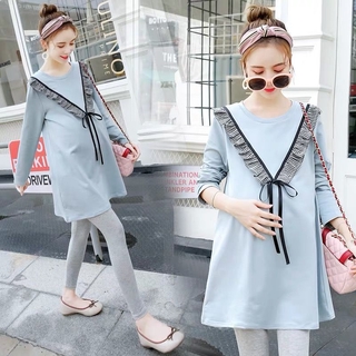 Đầm bầu buộc dây nơ diềm bèo thời trang