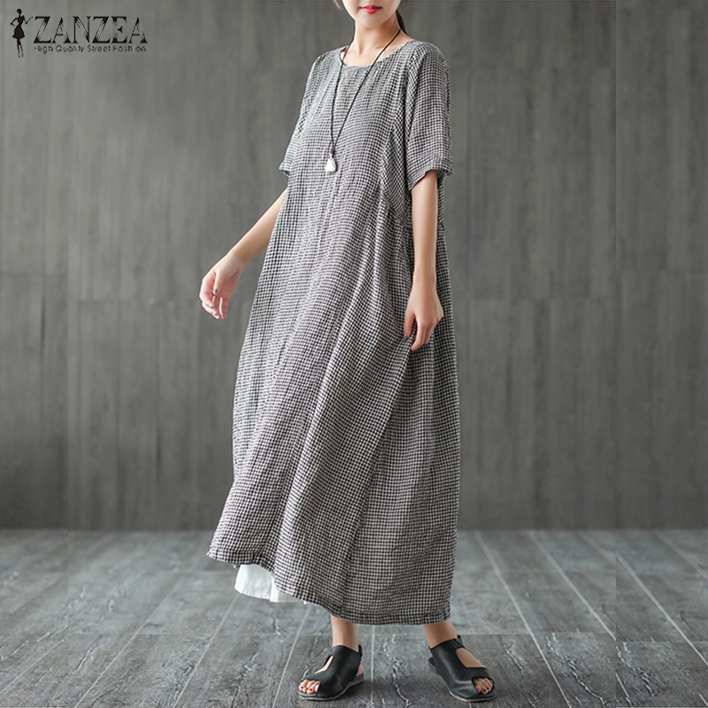 Đầm dài dáng rộng cổ tròn thời trang nữ cổ điển Zanzea | BigBuy360 - bigbuy360.vn
