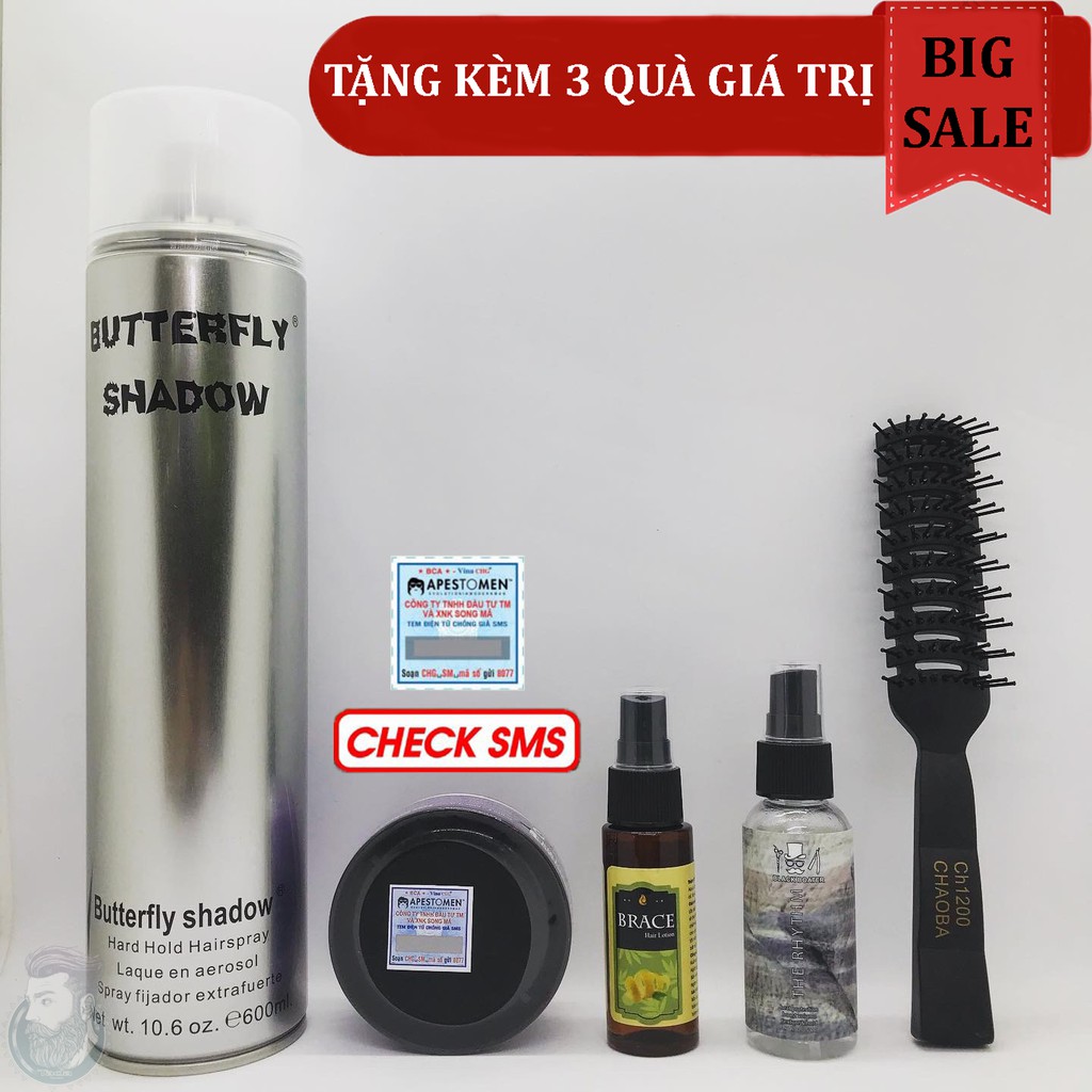 ✅[TẶNG 3 QUÀ]{Combo} Sáp Vuốt Tóc Volcanic Clay Và Gôm Xịt Tóc Butterfly 600ml + Tặng Pre Styling, Hair Lotion &amp; Lược