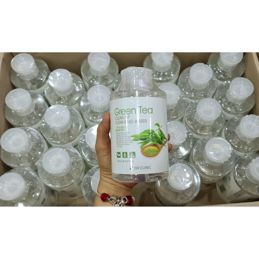 Nước tẩy trang tinh chất trà xanh 3W CLINIC GREEN TEA CLEAN-UP CLEANSING WATER 500ml