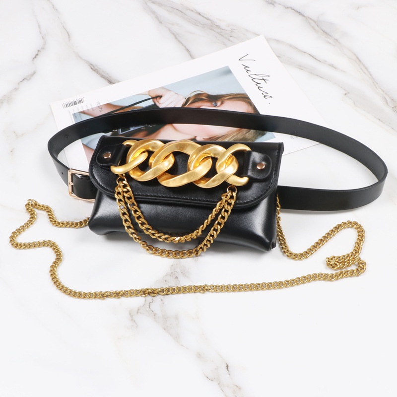 Túi ví xích khoá vàng bản to + kèm dây đeo lưng chéo