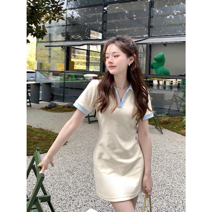 Đầm Polo Ngắn Ôm Eo Màu Sắc Trẻ Trung Thời Trang Mùa Hè Cho Nữ