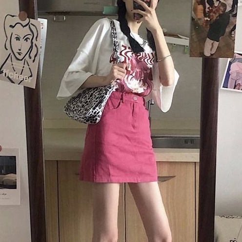 Chân Váy Denim Chữ A Lưng Cao Thời Trang Mùa Hè Hàn Quốc Hàng Mới Dành Cho Bạn Nữ