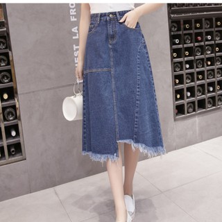 (order có size to) Chân váy Jean chữ A dài P132