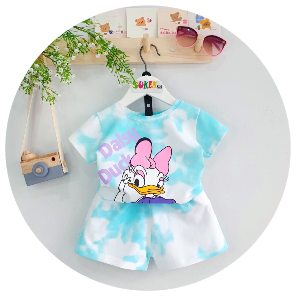 Đồ bộ thun loang in hình vịt Daisy cute đáng yêu cho Bé Gái (8-24kg)