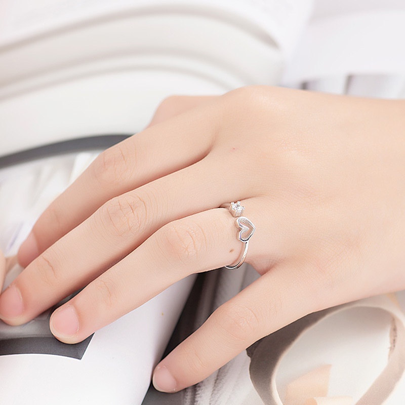 Nhẫn bạc nữ DaLiA Jewelry hình trái tim nhẫn hở