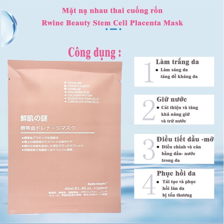 Mặt Nạ Nhau Thai Cừu Mặt Nạ Tế Bào Gốc Nhau Thai Cừu Cuống Rốn , cấp ẩm，dưỡng da BENU
