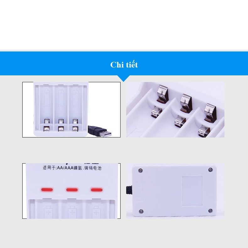 Bộ sạc pin Doublepow dùng sạc 3 viên pin AA/AAA cổng USB (DP-U03)