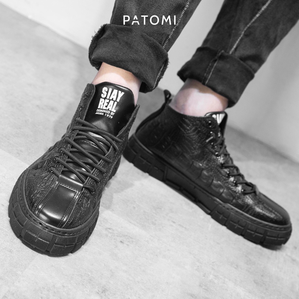 Giày thể thao nam da cá sấu cổ cao chính hãng PATOMI, giày sneaker nam cao cấp phong cách Hàn Quốc-G429 | BigBuy360 - bigbuy360.vn