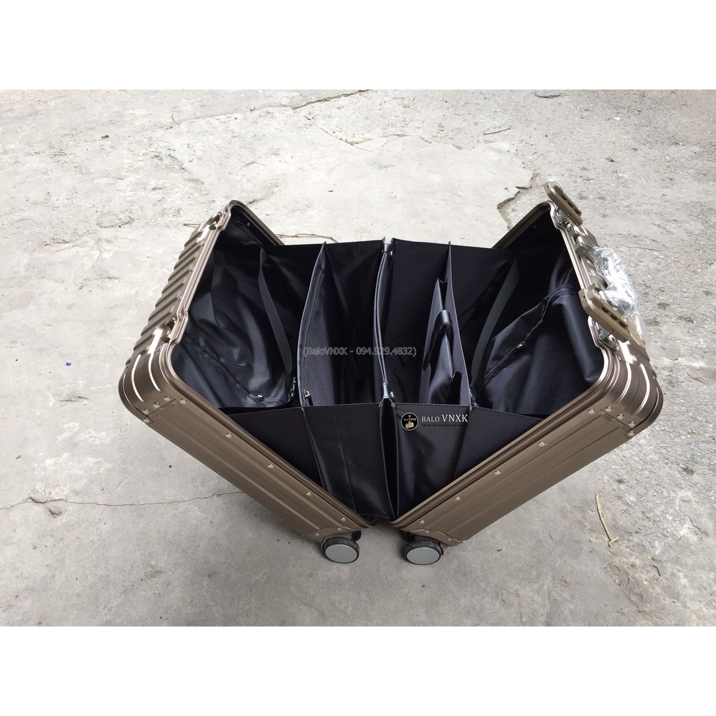 Vali nhôm nguyên khối size ngang  - Size xách tay - Tặng 1 balo siêu nhẹ