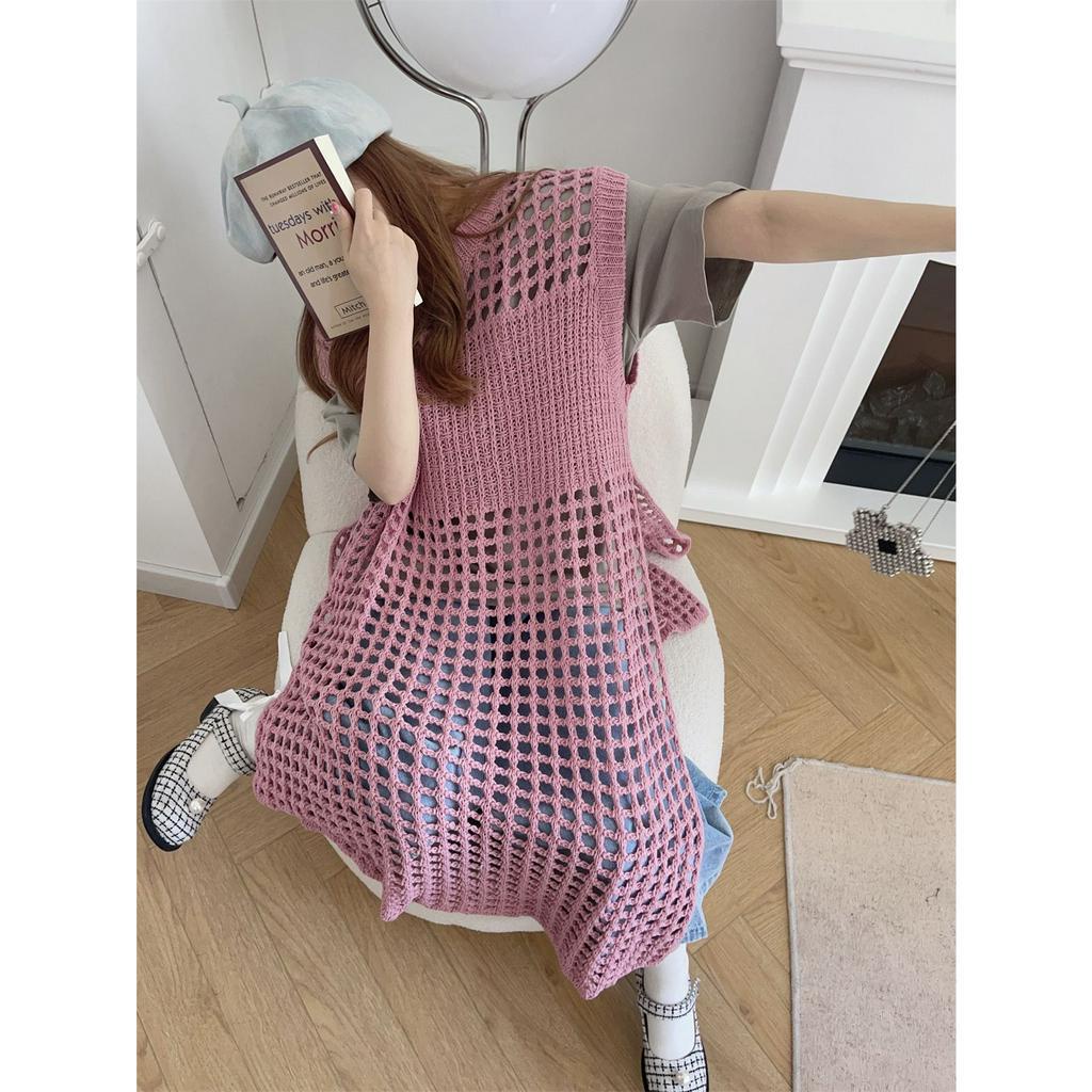 Xiaozhainv Áo Dệt Kim Sát Nách Thiết Kế Giả Nhiều Lớp Thời Trang Hàn Quốc Cho Nữ 6 Màu Lựa Chọn