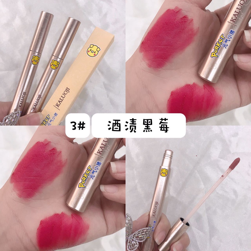 [Hàng mới về] Son kem Kaluoji màu lì chống nước lâu trôi hình chú heo dễ thương cho nữ