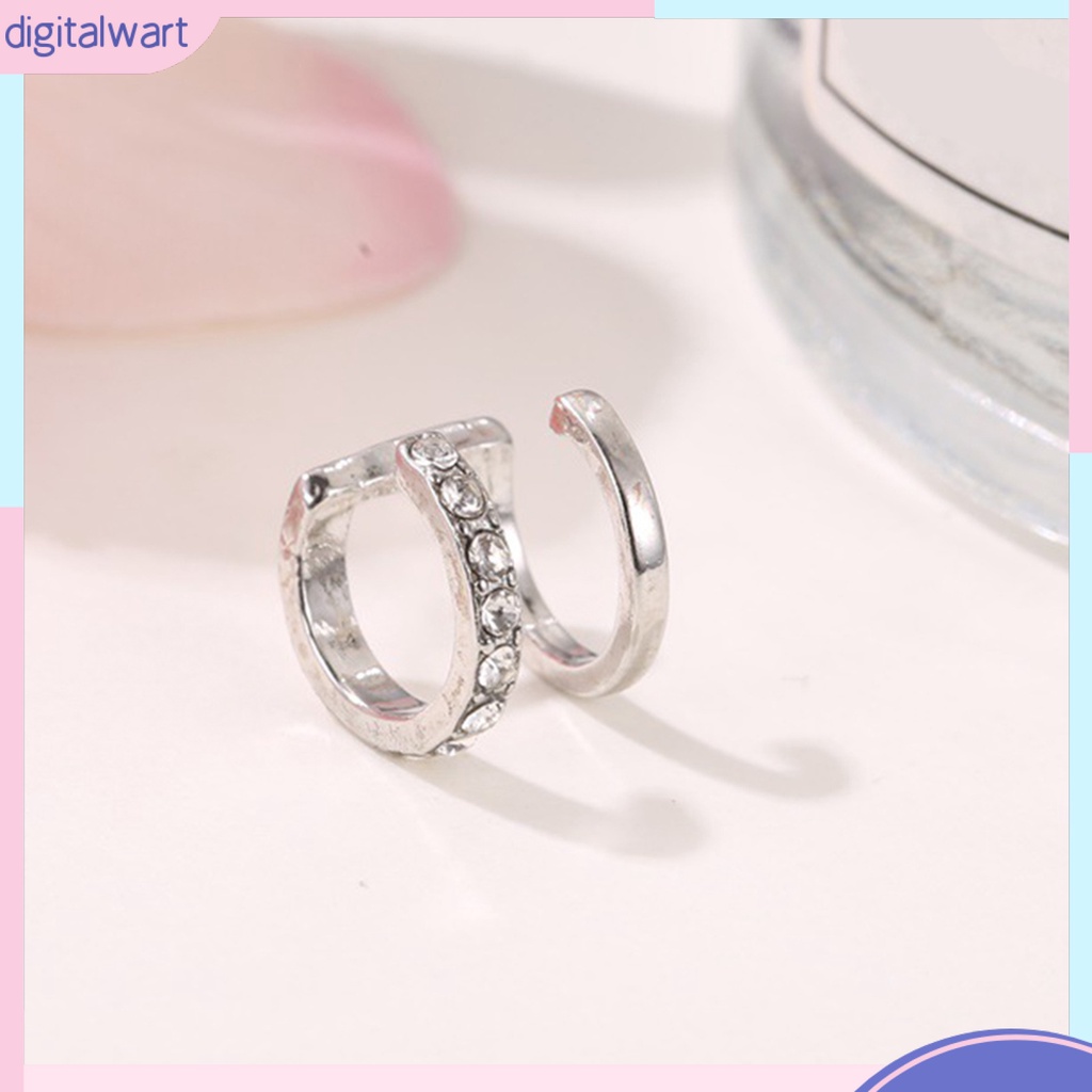 Khuyên kim loại đeo vành tai thiết kế đính đá lấp lánh nữ tính