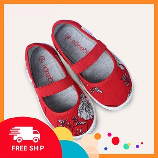 Giày búp bê cho bé gái quai chun NomNom EPG1913 màu Đỏ Đông Ấn