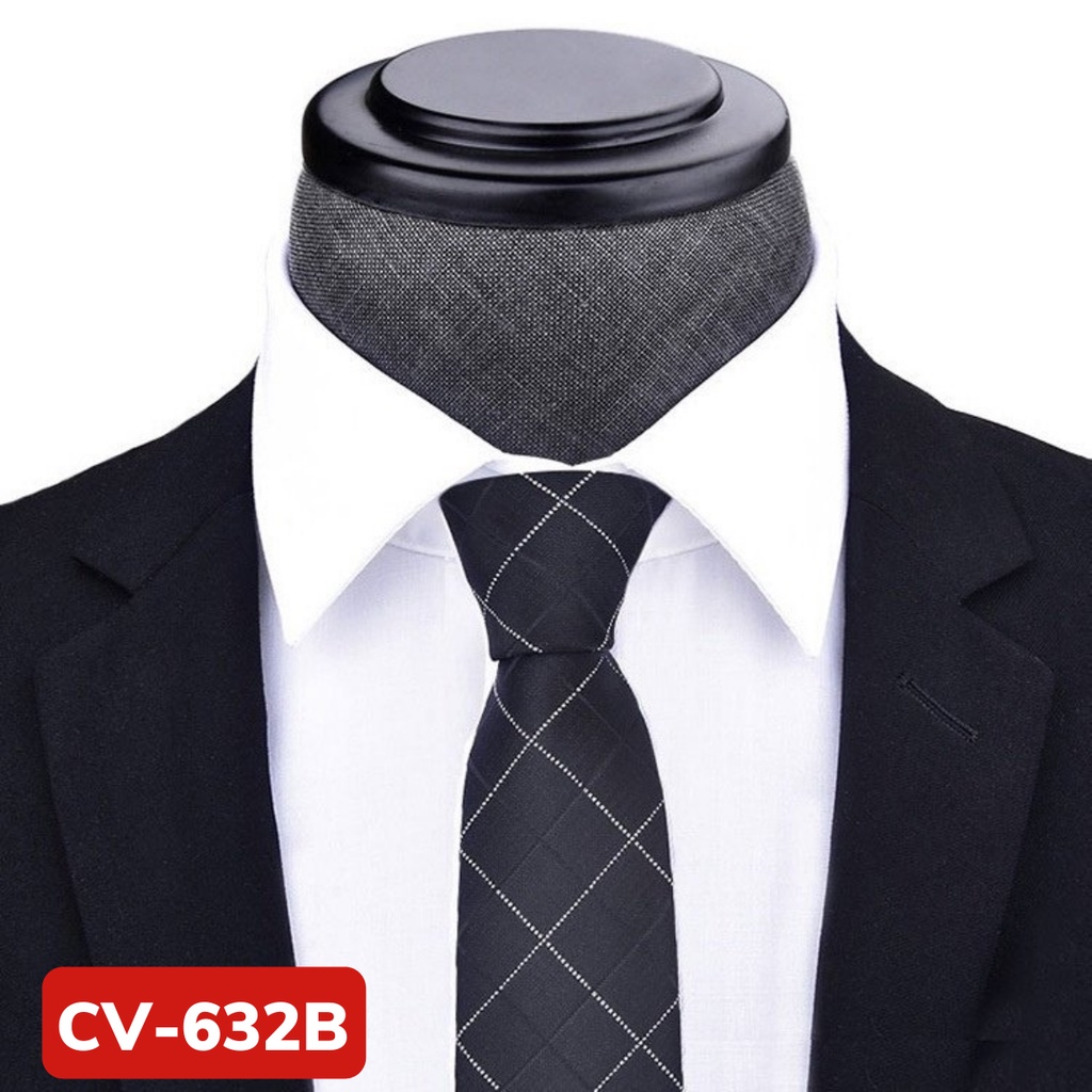 Cà vạt Nam kẻ caro bản nhỏ 6cm cao cấp phong cách Hàn Quốc dành cho giới trẻ, công sở, cravat chú rể