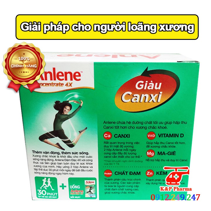 Lốc 4 hộp sữa nước Anlene đậm đặc 4x ít béo giàu canxi