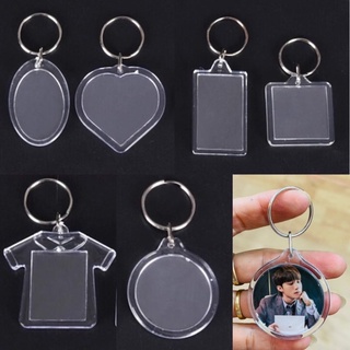 Phôi móc khoá mica trong 6 mẫu làm ảnh in logo chữ cho vào