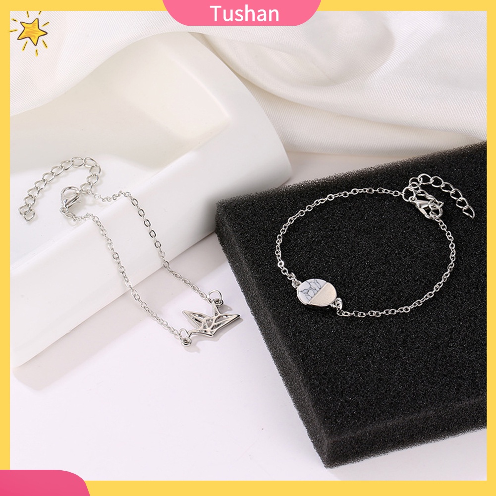 Bộ 2 vòng tay hình khung con hạc và hình tròn thời trang nữ tính