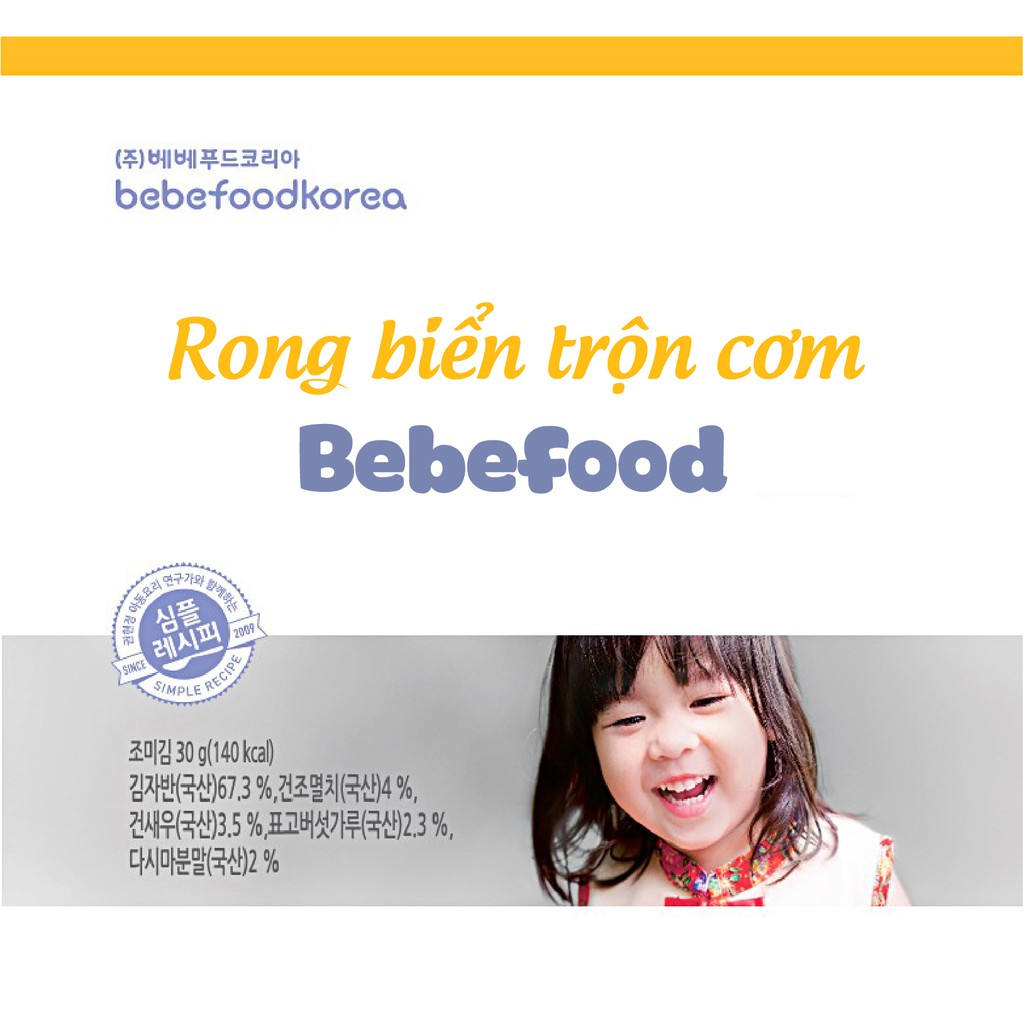 Rong biển trộn cơm cho bé Bebefood Hàn Quốc 30gr