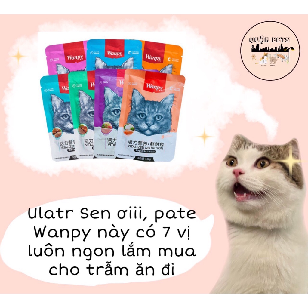 Pate cho mèo Wanpy gói 80g - 7 vị siêu ngon