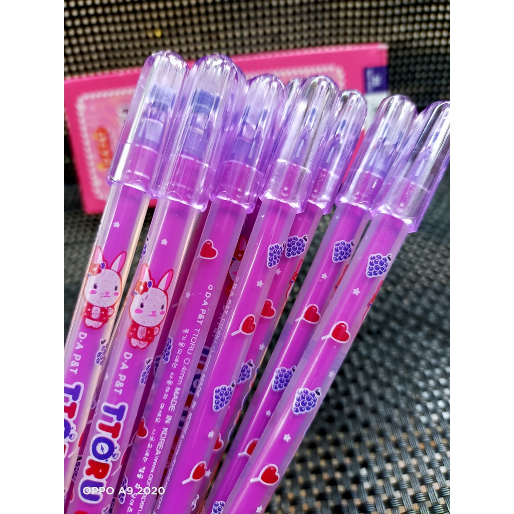 Hộp 12 cây bút gel nho mực tím Ttorru (hàng chuẩn chính hãng Hàn Quốc)