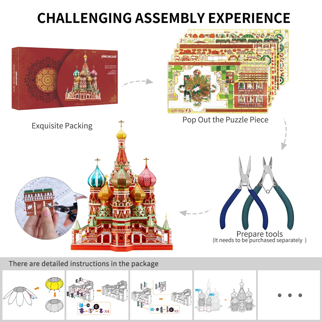 Bộ đồ chơi xếp hình PIECECOOL mô hình 3D bằng kim loại cho người lớn và trẻ em