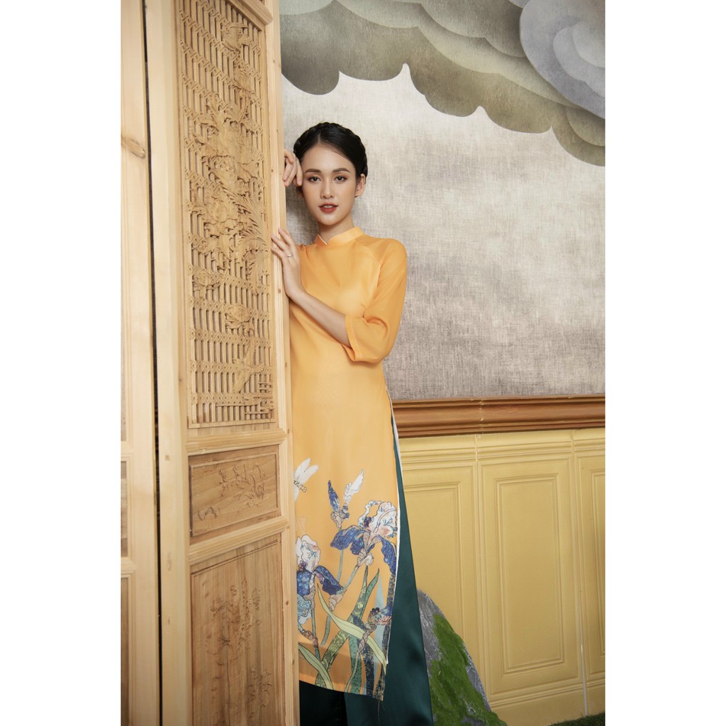 Áo dài nữ 💝FREESHIP💝 Áo dài cách tân màu đỏ màu vàng phối tay cực đẹp
