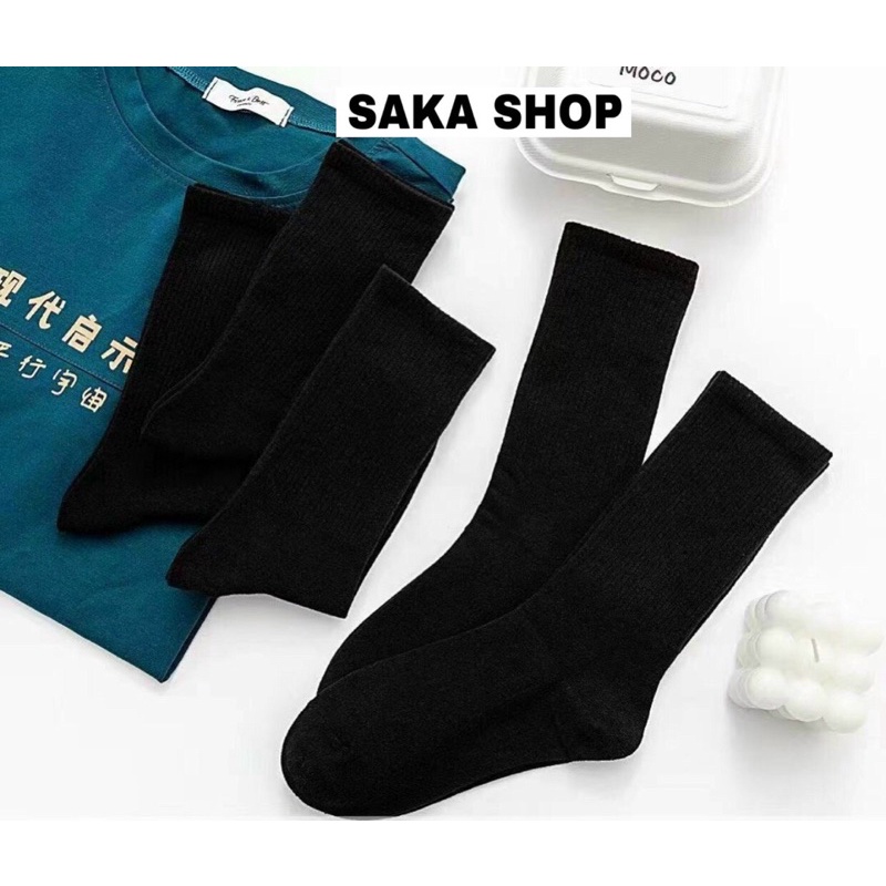 Vớ tất nam nữ trơn màu cổ cao phong cách ulzzang
