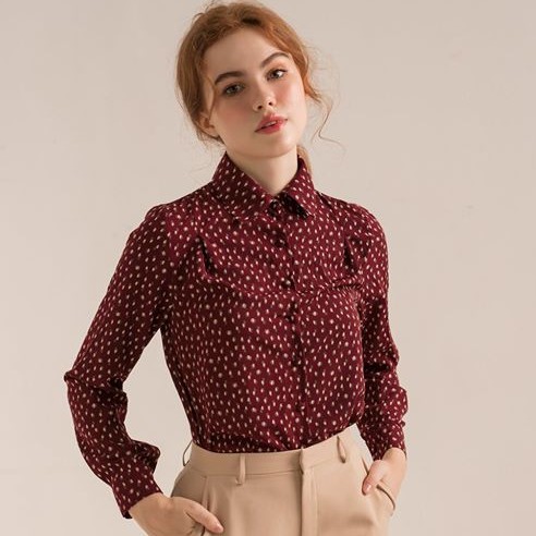 OLV - Áo sơ mi Printed Long Sleeve in Red