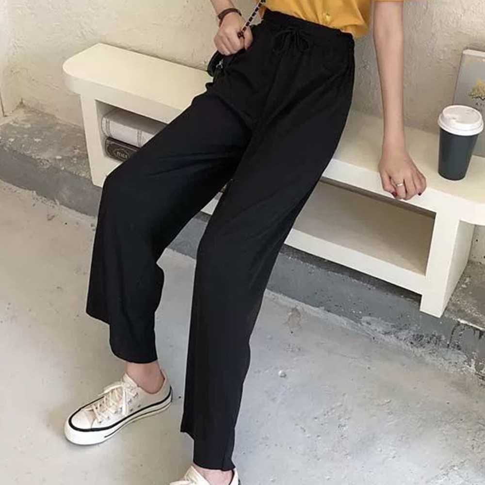 Quần Ống Rộng Lưng Cao Kiểu Hàn Quốc